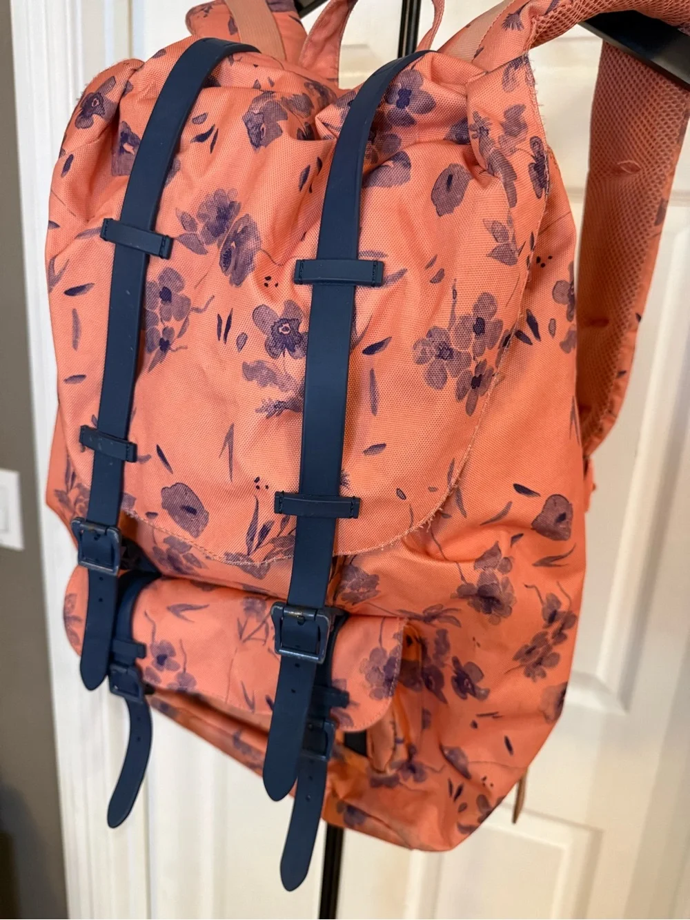 Hershel Coral Backpack with Navy Straps - Women Bags